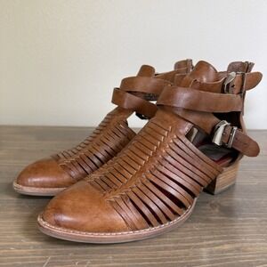 Jeffrey Campbell Brown Strappy Cutout Ankle Boots